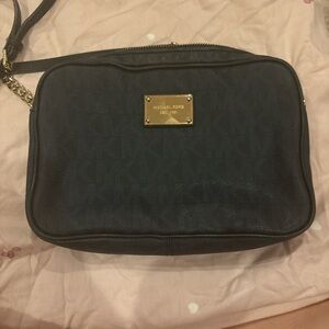 Michael Kors Navy Shoulder Bag with Gold Details